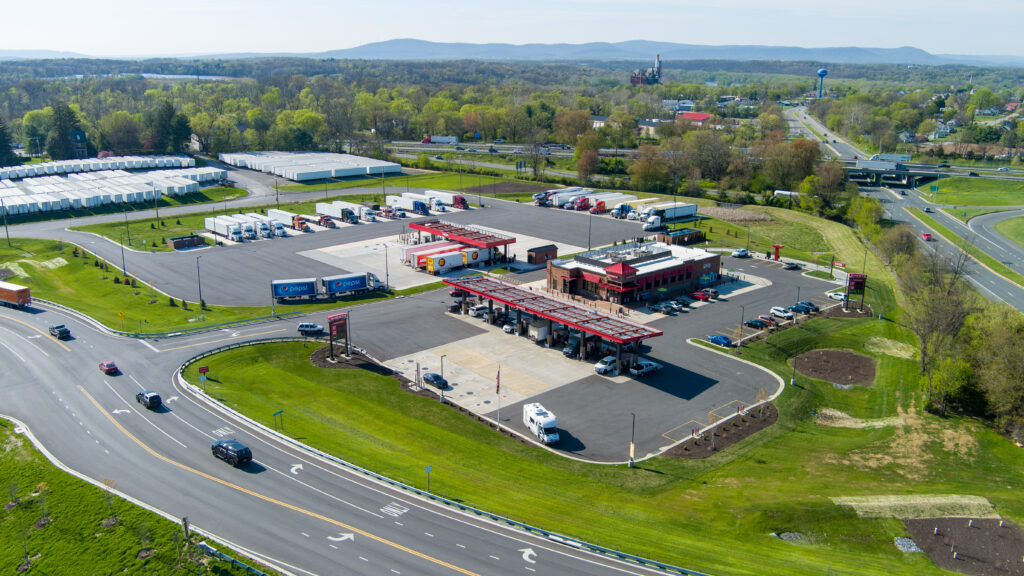 Aerial image of recently completed Sheetz location along Spielman Road in Williamsport, MD